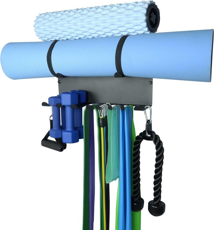 Multi-Purpose Gym Storage Rack Resistance Bands Holder Home Gym Accessories Storage Fitness Bands Rack Heavy Duty Hooks for Resistance Bands, Straps, Jump Ropes, Foam Rollers, Chains - Image 2