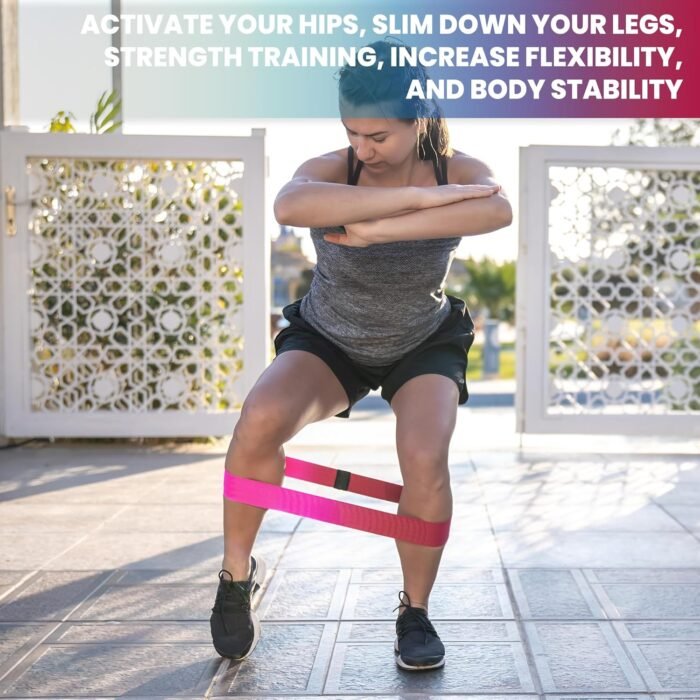 Non-Slip Resistance Bands - Durable Fabric Exercise Bands for Glute Workouts - Lightweight & Compact with 3 Levels - Resistance Bands for Working Out - No Equipment Needed - Image 8