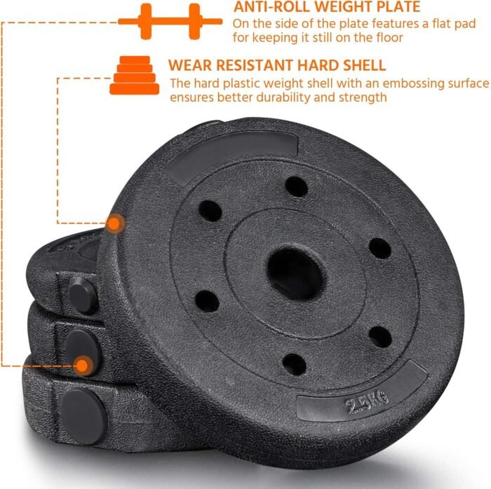 Yaheetech 66LB Weight Dumbbell Set Fitness Adjustable Cap Gym/home Barbell Plates Body Workout for Women and Men Strength Training - Image 8