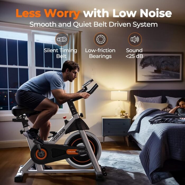 YOSUDA Exercise Bike, Stationary Bike with App, Brake Pad/Magnetic Indoor Cycling Bike with 300 lb Weight Capacity, Low Noise, Tablet Holder, Comfortable Seat for Home Fitness and Weight Loss - Image 5