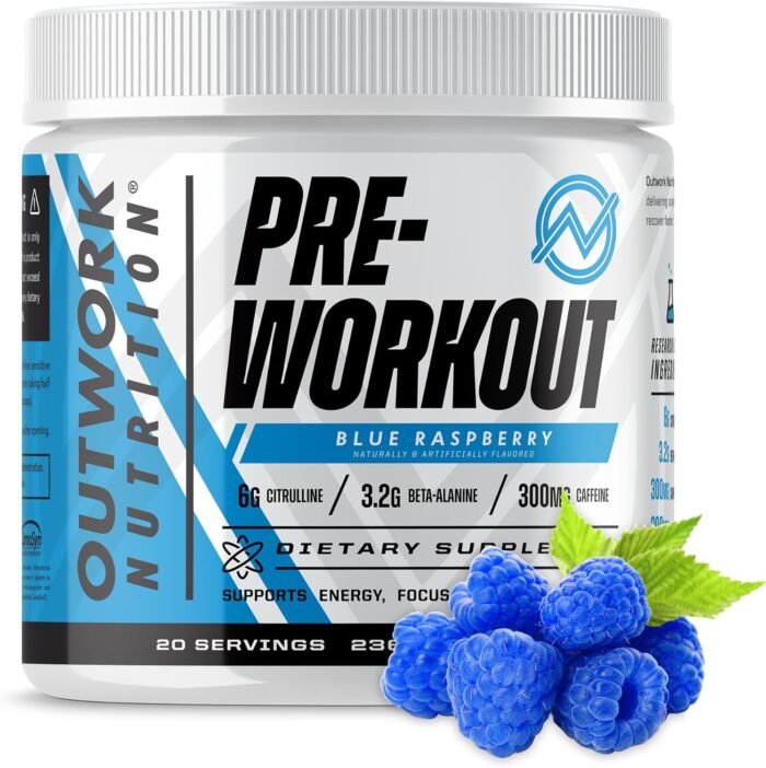 Outwork Nutrition Pre Workout Powder for Men & Women - Pre-Workout Supplements Without Creatine, Nootropic Preworkout with Citrulline Malate Beta Alanine Taurine Rhodiola Caffeine (Blue Raspberry) - Image 2