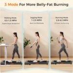 Under Desk Treadmill, 3.0HP Walking Pad with Handle Bar, Foldable Treadmills for Home Office, Running Machine with LED Display & Remote Control, Jogging Machine for Small Spaces - Image 5