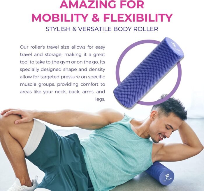 Recovery Foam Roller - High Density Travel Foam Roller for Muscle Massage and Deep Tissue Relief - Compact and Portable for Exercise, Travel, and Fitness - 12"x4", Purple - Image 8
