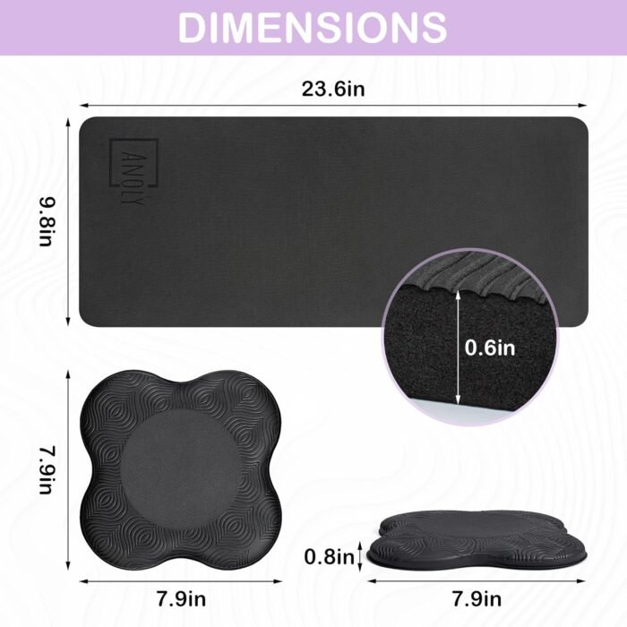 Anoly's Yoga Support Pad Set - 2 Pads + 1 Mat (Black) - Elbow & Knee Cushions for Yoga, Pilates, Meditation & Home Workouts - Image 3
