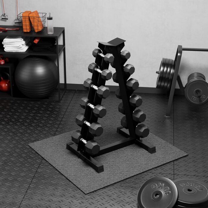 Premium Rubber Coated Hex Dumbbell Weight Set with Rack, Multiple Packages,210 lbs(6 pair) for Home Gym, Coated Hand Weights for Strength Training, Workouts - Image 7