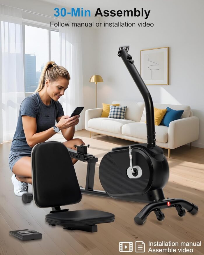 ECHANFIT Recumbent Exercise Bike for Home - 380LBS Weight Capacity, Exercise Bike with Smart Workout APP, 16-Level Magnetic Resistance, Backlit Display, Comfortable Seat - Image 7