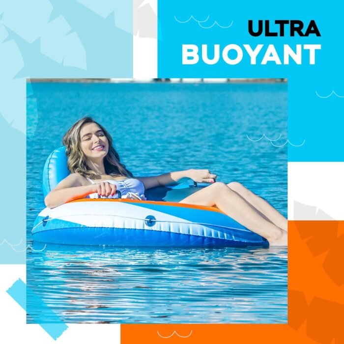 2025 New & Upgraded Sunlite Sports Heavy Duty River Tube Inflatable, Premium Water Float to Lounge Above Lake and River, Outdoor Water Raft Sport Fun, Recreational Use - Image 4