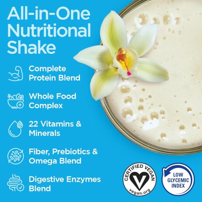 Vegansmart Naturade Plant Based Vegan Protein Powder - All-in-One Nutritional Shake Protein Blend - Gluten Free & Non-GMO - Vanilla (15 Servings) - Image 4