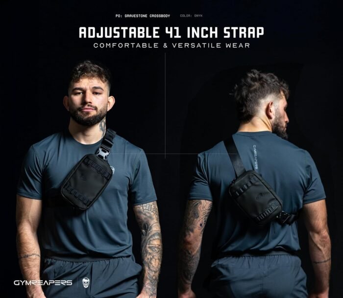 Gymreapers Travel Small Crossbody Bags for Men & Women with Hidden Pocket - Waterproof Crosssbody Fanny Pack for Men with Adjustable Shoulder Sling Belt for Traveling, Running & Hiking (Onyx) - Image 3