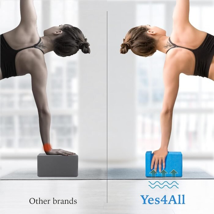Yes4All Yoga Blocks 2 Pack Wrist Support, Comfort, and Grip Strength, Support for Balance Fitness and Exercise, EVA Foam Blocks Pilates Yoga Brick Yoga Accessories - Image 5