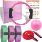Pilates Ring and Ball Set with 3 Resistance Bands, Pilates Equipment for Home Workout, Better me Pilates Kit to Tone, Sculpt and Strengthen - Fitness Magic Circle Ring for Yoga Women - Image 2