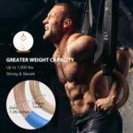 PACEARTH Gymnastics Rings Wooden Olympic Rings 1500/1000lbs with Adjustable Cam Buckle 14.76ft/9ft Long Straps with Scale Non-Slip Gym Rings for Home Gym Full Body Workout - Image 3