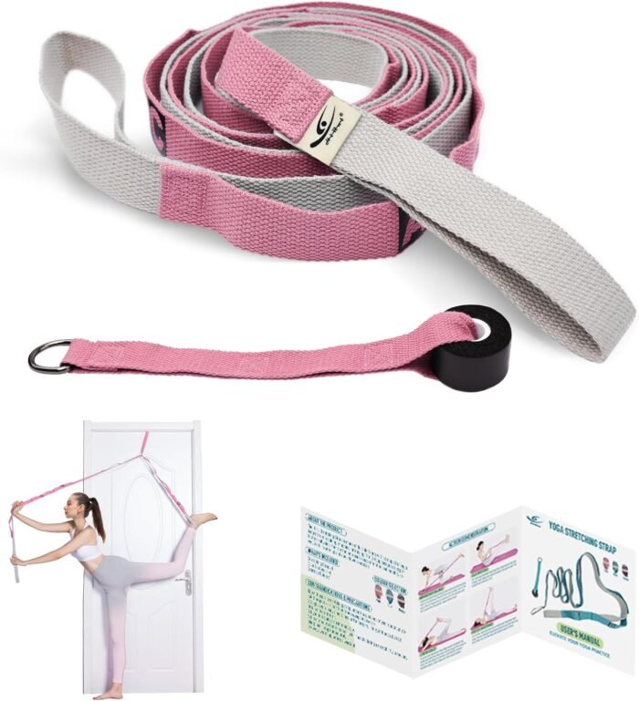 HiRui Stretching Strap Yoga Strap with Door Anchor, 14-Loops Non-Elastic Stretch Straps for Physical Therapy, Pilates, Dance, Gymnastics | Stretch Band with Workout Guide for Women & Men - Image 2