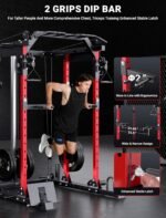 YOLEO Smooth Dual Pulley System Power Cage, 1600LBS Adjustable Cable Crossover Power Rack, Multi-Functional Squat Rack for Home Gym with More Training Attachment - Image 7