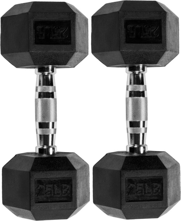Hex Dumbbells Rubber Coated Hand Weights Pairs for Exercises and Fitness, Multiple Sizes - Image 4