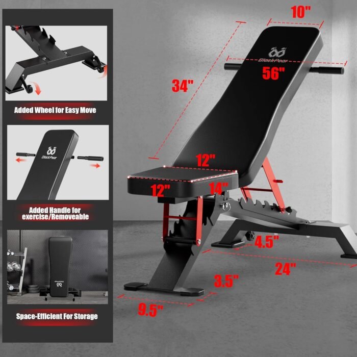 Adjustable Weight Bench - Workout Bench for Home Gym, Foldable 1300lb Capacity Heavy Duty Full Body Workouts Exercise Strength Training Benches with Incline/Flat/Decline Positions & Space-Saving - Image 8