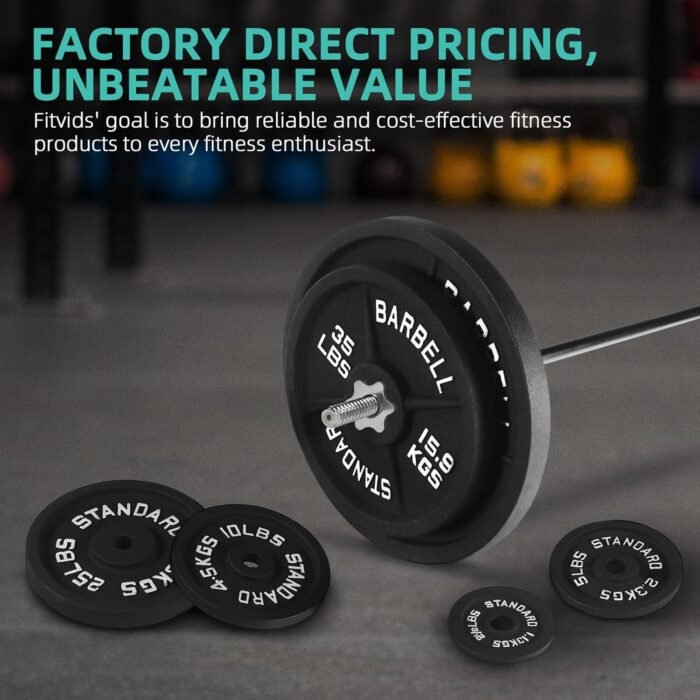 Barbell Weight Set, 5FT Standard Barbell with 1" Weight Plates (45LB-95LB Total) for Strength Training & Weightlifting, Multiple Styles - Image 7