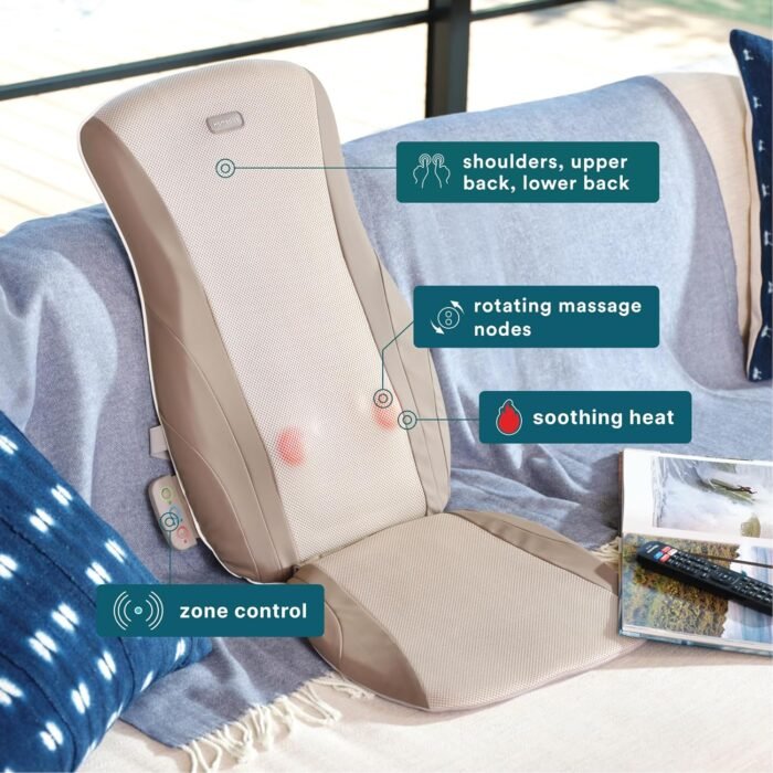 Homedics Shiatsu Massage Cushion with Heat for Full, Upper, and Lower Back, Deep Kneading Massager, Fits Most Chairs for Home or Office Use, Custom Comfort with 3 Zones for Targeted Control - Image 4