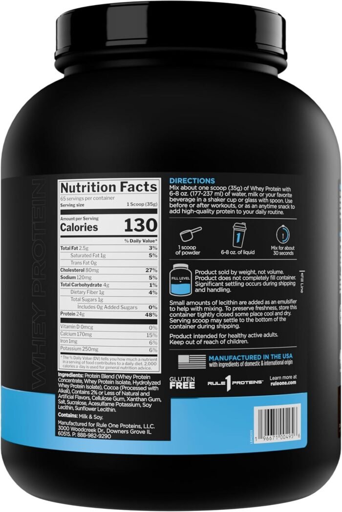Rule 1 Whey Protein – 24g Fast-Acting Protein from All-Whey Sources with Naturally Occurring EAAs & BCAAs for Workout Recovery or Anytime Use (5 Pounds*, Chocolate Fudge) - Image 3
