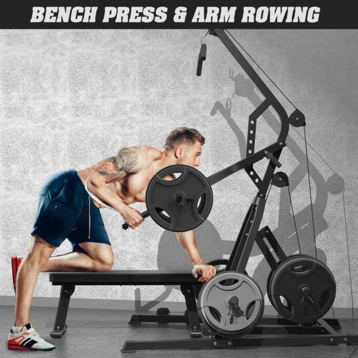 DONOW Leverage Gym Power Rack Squat Rack Lever Gym with LAT Low Row System Home Gym System Workout Station 2:1 Ratio (Without Weight Plates) - Image 5