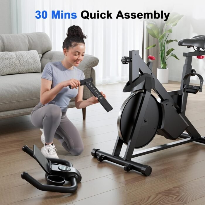 Superun Exercise Bike, Stationary Bikes for Home Gym with 32-Level Magnetic Resistance, 300LBS Capacity Indoor Cycling Bike with Comfortable Seat, LED Display - Image 8