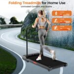 Under Desk Treadmill, 3.0HP Walking Pad with Handle Bar, Foldable Treadmills for Home Office, Running Machine with LED Display & Remote Control, Jogging Machine for Small Spaces - Image 3
