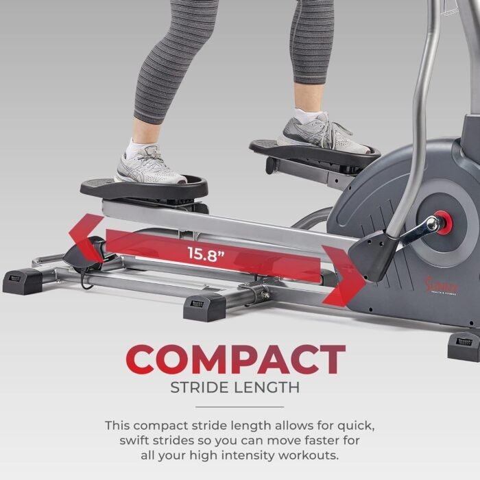 Sunny Health & Fitness Elliptical Trainer Machine w/Built-in Pulse Sensor, Low Impact Cardio Exerciser & Full-Body Cross Training for Home, Optional Free SunnyFit App Link & Electric w/300LB Load - Image 5