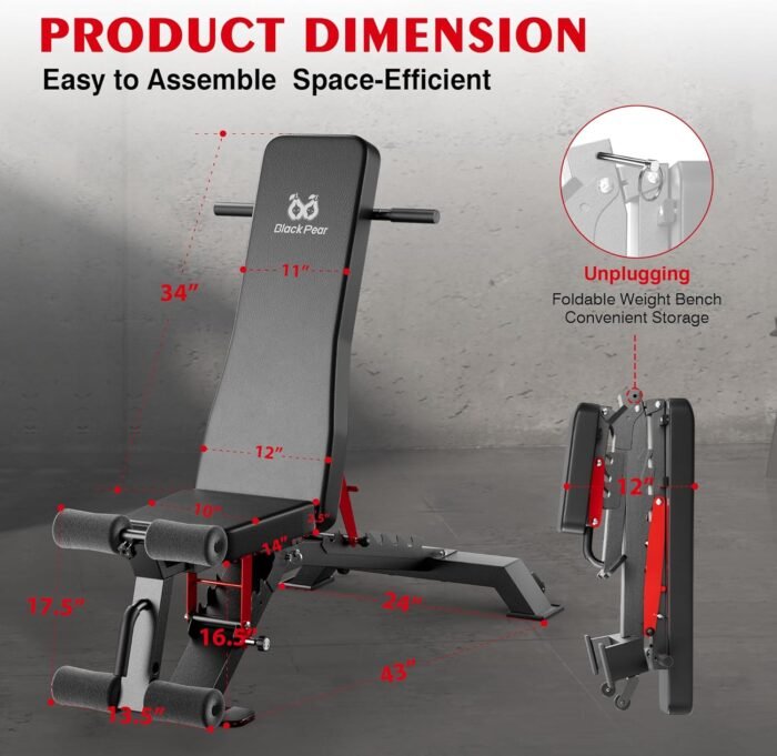Adjustable Weight Bench - Workout Foldable Strength Training 1300lb Capacity Heavy Duty Weight Benches for Home Gym Exercises Incline Flat Decline Sit-Ups Full Body Workouts - Image 8