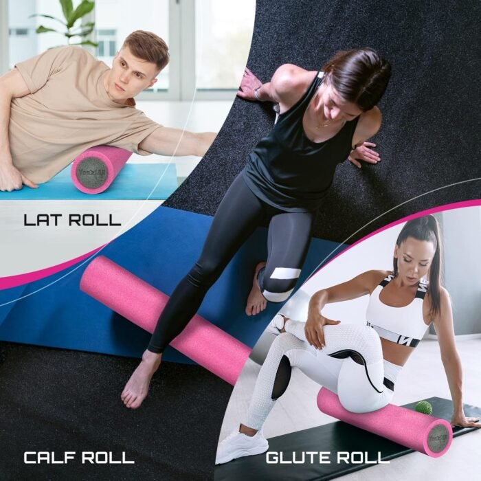Yes4All Medium Firm PE Foam Roller 12, 18, 24, 36 inch - Premium Two-Layer PE for Back Pain Relief, Deep Tissue, Legs Massage, Physical Therapy, Muscle Recovery and Exercises - Image 7