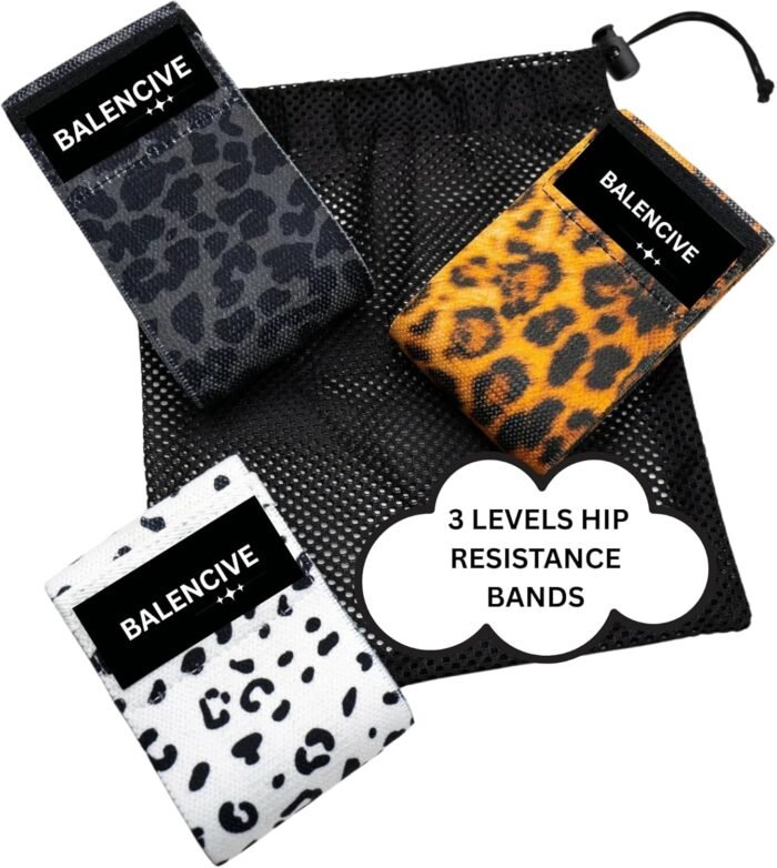 Fabric Resistance Bands Set, Leopard Print Design, Set of 3 Different Strength Exercise Bands with Carry Bag and Exercise Guide - Image 7