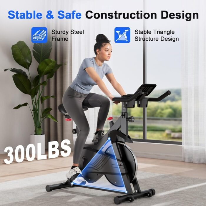 Superun Exercise Bike, Stationary Bikes for Home Gym with 32-Level Magnetic Resistance, 300LBS Capacity Indoor Cycling Bike with Comfortable Seat, LED Display - Image 3