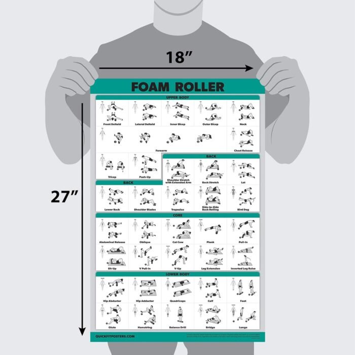 Palace Learning Foam Roller Exercise Poster - Stretching and Workout Routine for Foam Roller (Laminated, 18" x 24") - Image 3