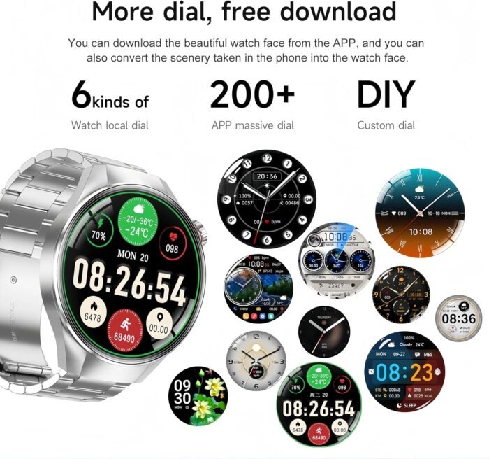G5 Plus Smart Watch,1.75" AMOLED Always On Display,IP68/IPX8 Waterproof,110+Sports Modes,Blood Oxygen/Heart Rate Monitor,Bluetooth Calling,Sleep Tracker,Custom Watch Faces,Military Grade (Silver) - Image 10