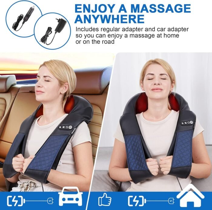 Neck and Shoulder Massager with Heat Shiatsu Back Massage Pillow with 3D Deep Tissue Kneading for Foot, Legs, Body Muscle Pain Relief, Use at Home, Office & Car - Image 4