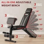Foldable Weight Bench, Adjustable Workout Bench with Leg Extension, Preacher Pad, Extended Headrest, Space-saving Banco de Pesas for Home Gym, 800lbs Full Body Workouts Strength Training - Image 4