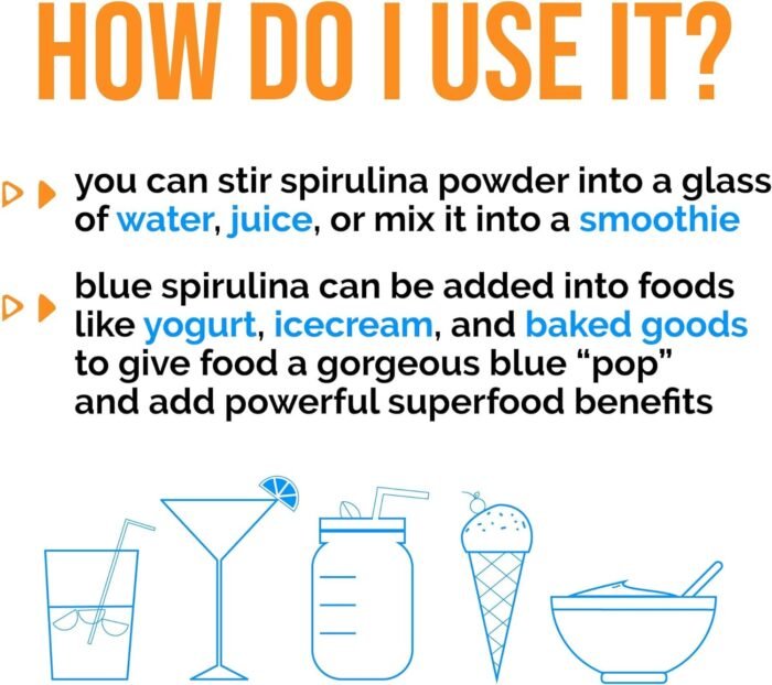 Organic Blue Spirulina Powder - 100% Pure Superfood Blue-Green Algae, Natural Food Coloring for Smoothies & Protein Drinks - Non GMO, Gluten-Free, Vegan + USDA Certified, 300 Servings, No Fishy Smell - Image 8