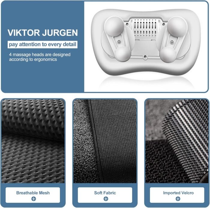 VIKTOR JURGEN Back Massager, Neck Massager with Heat, Massage Pillow Gifts for Men & Women, Electric Shiatsu Back Massager, Deep Kneading Shoulder Massager for Full Body Muscle,Massage at Home, Car - Image 10