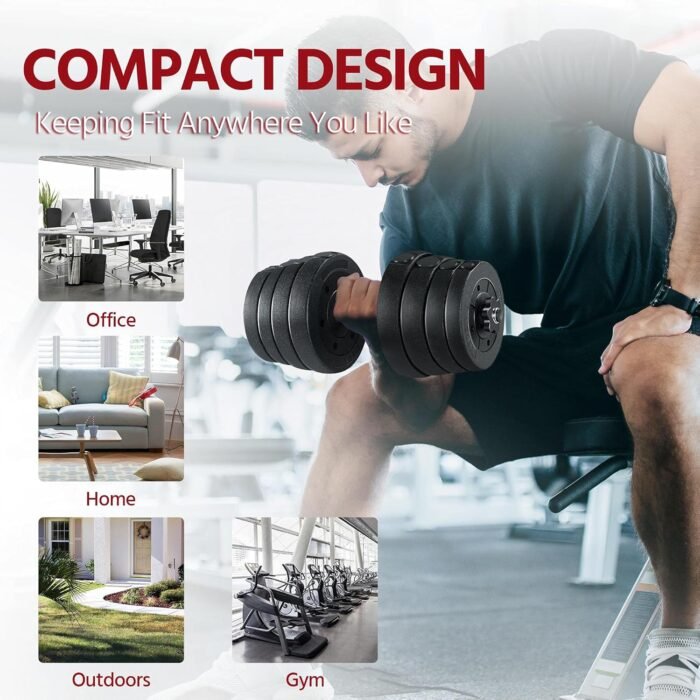 Yaheetech 66LB Weight Dumbbell Set Fitness Adjustable Cap Gym/home Barbell Plates Body Workout for Women and Men Strength Training - Image 9