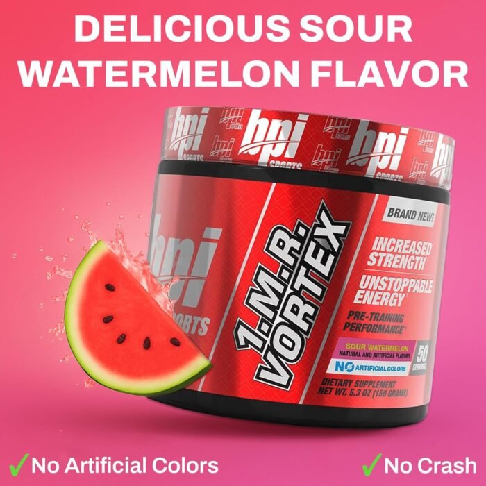 BPI Sports 1.M.R Vortex Pre Workout Powder – High Stim Preworkout for Men & Women with Glycerol, Caffeine, Niacin, and Herbal Extracts – Energy, Focus & Endurance – Sour Watermelon – 50 Servings - Image 3