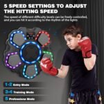 Music Boxing Machine for Kids and Adults,Wall Mounted Bluetooth Punching Pad with Boxing Gloves,Home Gym Boxing Equipment Stress Relief, Sport Toys Gifts for Men Boy Girl Teen 6,7,8,9,10+ year old - Image 5