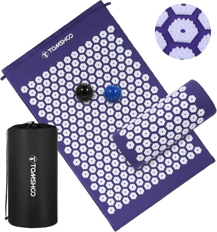 TOMSHOO Acupressure Set, Acupressure Mat and Pillow with 2pcs Massage Balls- Pain Relief Therapy Muscle Back Neck with Travel Bag for Men and Women - Image 5