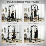 Soozier Power Cage, Multi-Functional Power Rack with Cable Pulley System, 15-Level Squat Rack, Pull up Stand and Push up Stand, for Home Gym Workout - Image 4