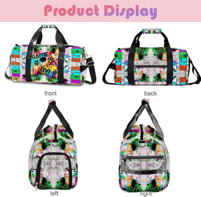 RLGPBON Gym Bag for Kids Boys and Girls, Duffel Bag for Sports, Swimming Gyms and Weekend Getaway, Waterproof Dufflebag with Shoe and Wet Clothes Compartment - Image 4