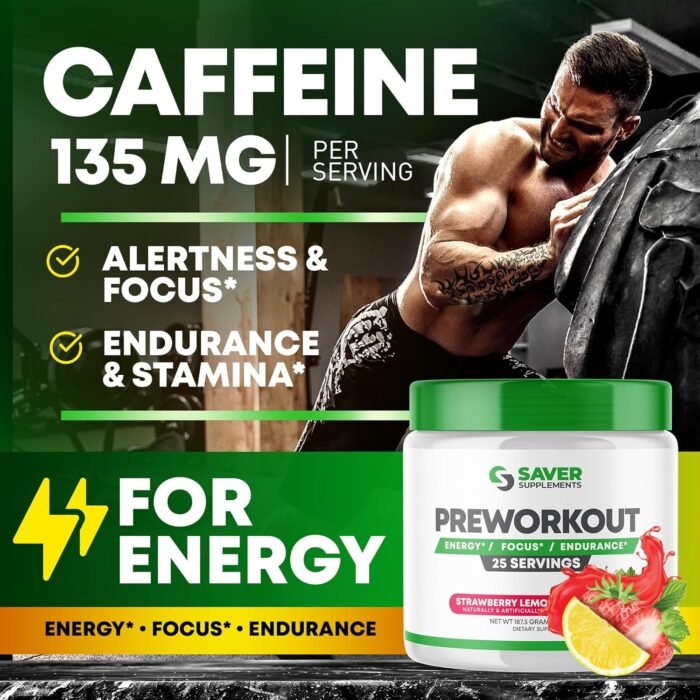 Pre Workout Powder with Beta Alanine, Creatine Monohydrate, BCAA, L Citrulline, L Arginine and Caffeine - Strawberry Lemonade Flavor - 25 Servings - Image 5