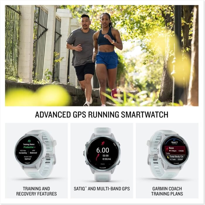 Garmin® Forerunner® 570, 42mm, Advanced GPS Running and Triathlon Smartwatch, AMOLED Display, Training and Recovery Features, Cloud Blue Aluminum with Translucent Whitestone/Cloud Blue Band - Image 3