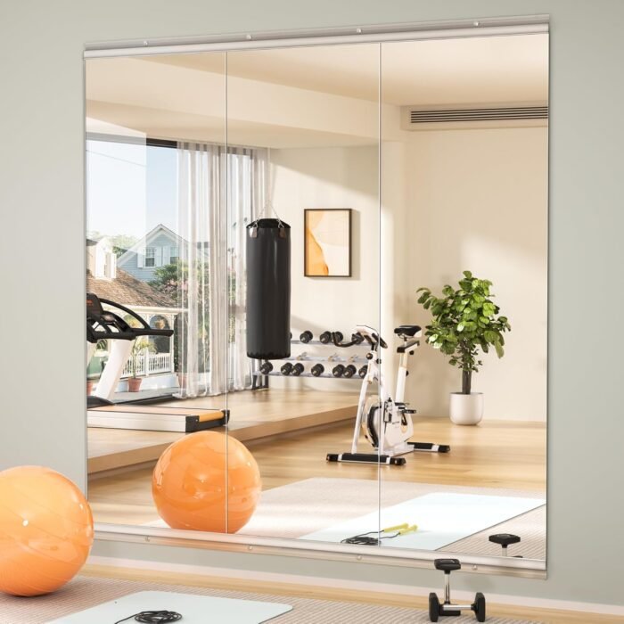 Hasipu Home Gym Mirror 55"x17"(Each)-3 PCS gym mirrors for home, gym wall mirror for fitness, garage, dance studio, 0.16in tempered glass frameless mirror-UL - Image 2