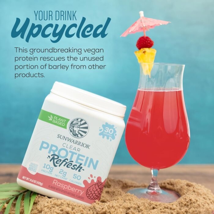 Sunwarrior Clear Protein Powder Plant-Based Water Mix, Vegan and Refreshing Protein and Hydration Supplement 10g Per Serving Raspberry Flavored 420g Tub 30 Servings - Image 7