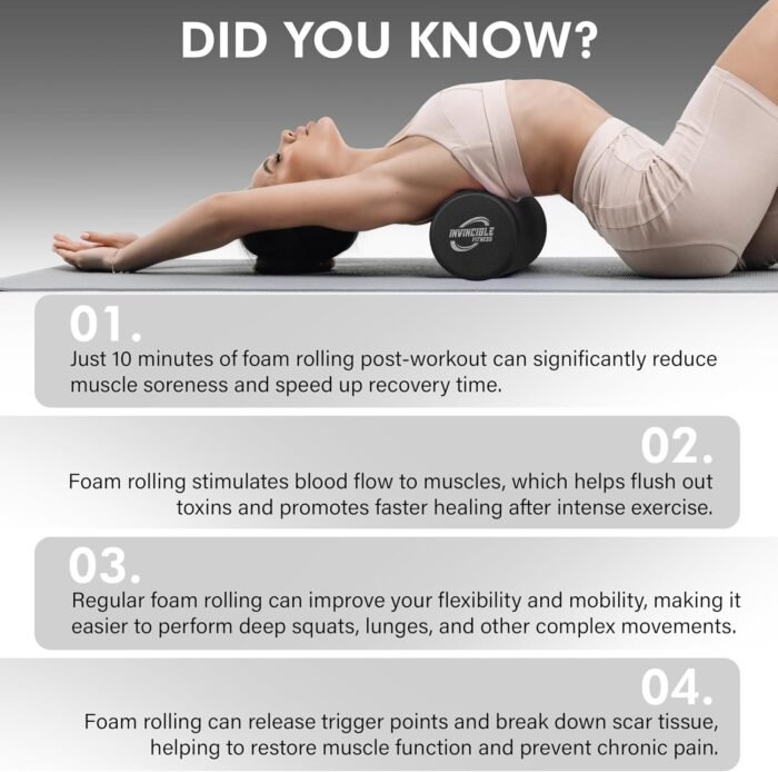Invincible Fitness EPP Foam Roller for Deep Tissue Massage – Enhance Recovery, Relieve Pain, and Boost Mobility for a Stronger, Healthier You (Black) - Image 6