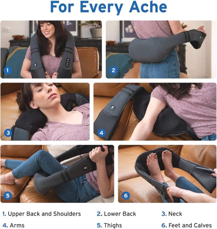 Etekcity FSA HSA Eligible Cordless Neck Massager with Heat for Pain Relief Deep Tissue, FSA Wearables, Rechargeable Shiatsu Back Shoulder Massage Tool, Best Gift for Mother, Father, Women, Men - Image 6