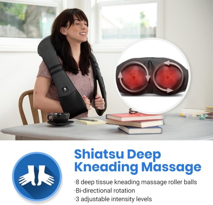 Etekcity FSA HSA Eligible Cordless Neck Massager with Heat for Pain Relief Deep Tissue, FSA Wearables, Rechargeable Shiatsu Back Shoulder Massage Tool, Best Gift for Mother, Father, Women, Men - Image 3